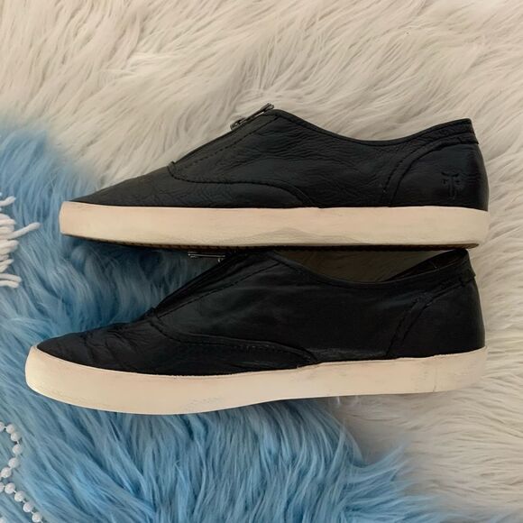 Frye The Dylan Black Leather Moto Zip Sneaker 9 Edgy - Picture 5 of 7